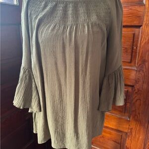 Cato Olive Green Bell Sleeve Blouse